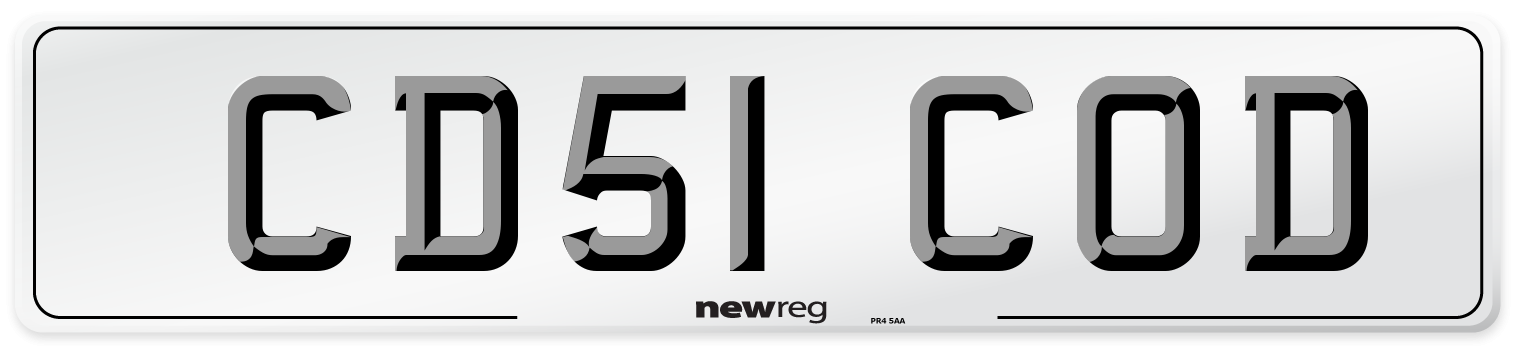 CD51 COD Number Plate from New Reg
